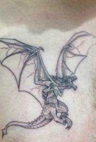 Tattoos Threicae griseo nigrae pectus exemplar draco draco volans, pueros et stigmata forma figure
