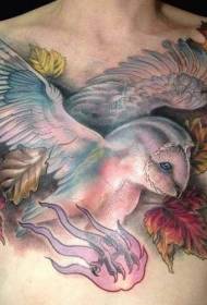 borst schattig kleurrijk uil tattoo patroon