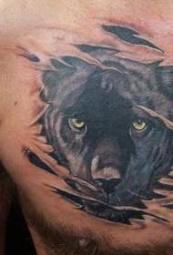 Schwarzer Panther Haut zerrissen Brust Tattoo Muster