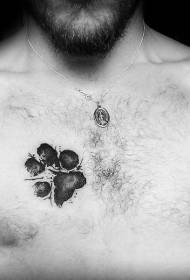 estilo sa watercolor black dog paw print chest tattoo pattern