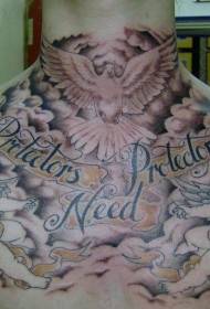 nuvem de pombo no peito pequeno anjo tatuagem padrão