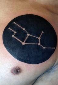 mellkas egyszerű fekete-fehér csillagkép szimbólum tetoválás minta