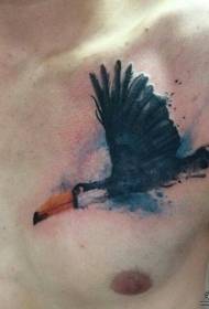 peito splash tinta pássaro pequeno fresco tatuagem padrão