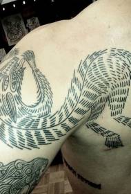 ramena crna linija lisica ličnost tetovaža uzorak