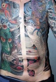 αρσενικό κοιλιά όπως το διάβολο και koi μοτίβο τατουάζ χρώμα 51542 - στήθος χαριτωμένο μαύρο και άσπρο λυπημένο μοτίβο τατουάζ panda