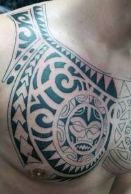 jednoduchý černý polynéský totem tetování na hrudi