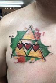 tattoo dada lalaki lalaki bentuk jantung jantung sareng segitiga tattoo gambar