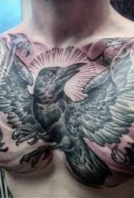 kifua nyeusi kijivu flying jogoo na maple jani tattoo tattoo