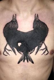 disegno del tatuaggio combinato petto non ordinario disegno corvo nero