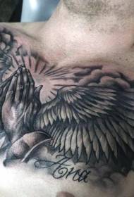 сандуқи сиёҳ хокистарӣ мавзӯи мазҳабӣ дасти ва намуна tattoo бол