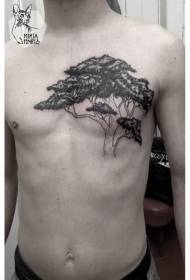 disegno del tatuaggio petto nero semplice grande albero