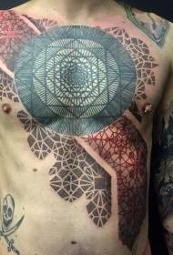 градите и абдоменот Насликани линии со геометриски украси шема на тетоважа