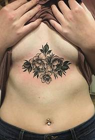 dada seksi pola tato bunga segar Eropa dan Amerika kecil