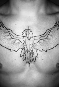 chest black line eagle thorn tattoo pattern