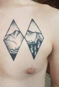 Hill Peak tattoo manlike borskas op die heuwel piek tattoo patroon