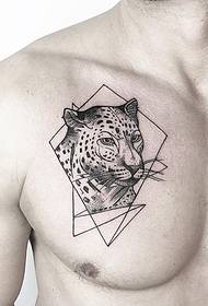 kifua cha Ulaya na Amerika ya chui hatua ya tattoo muundo wa kijiometri