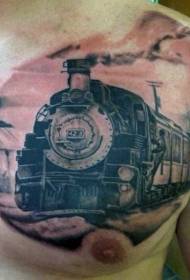 Hrudník realistické čierne staré vlak tetovanie vzor