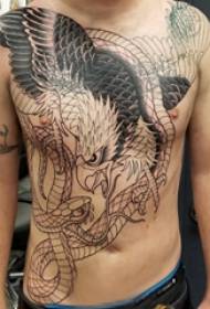 U tatuatu di u pettu di u tatuu maschile serpente è stampe di tatuaggi di aquila
