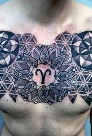 грудь шип черный ванильный цветок с логотипом созвездия татуировки