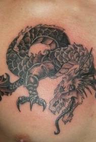 šupinatý černý drak Hrudník tetování vzor