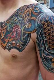 Motif de tatouage de noeud celtique et d'armure de dragon mi-élite