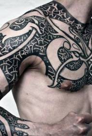 Brust an Aarm Schwaarz a Wäiss Totem Armor Tattoo Muster