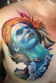 boja prsa svijetla fantazija žena s uzorkom tetovaže insekata