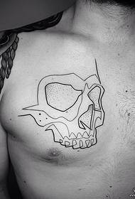 ชาย chestskull รูปแบบลายเส้นเรียบง่าย