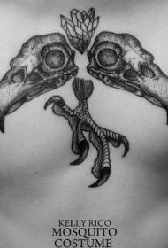 point thorn style black eagle skull and foot tattoo pattern