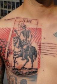 Bryst Surrealisme Farge skallen Knight Tattoo Pattern