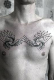 peito masculino gran xeometría Estilo negro de tatuaxe