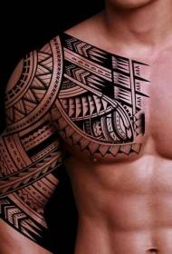 patrón de tatuaje decorativo negro de estilo medio polinesio
