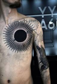 modello di tatuaggio sole scuro personalità del torace