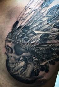 cófra cloigeann dubh Indiach fíorálainn le patrún tattoo arrow