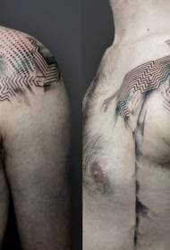 плечо черная линия стиль Личность татуировки Pattern