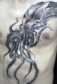 borst zwart groot octopus tattoo patroon