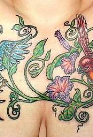 Градите две убави птици и дизајни за тетоважа на винова лоза