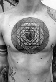símbolo de hipnosis del pecho línea negra patrón geométrico del tatuaje