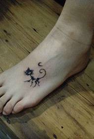 girl's foot cute totem cat tattoo pattern