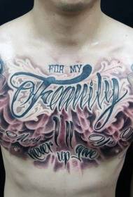 krūtinės atminimo didelės spalvos gėlių raidės tatuiruotės raštas 51383 - įspūdingas spalvų simbolio tatuiruotės raštas