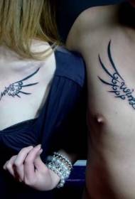 coppia tatuaggio semplice totem moda modello inglese