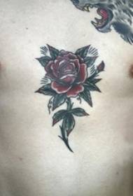 berniukų krūtinės dažytos gradientas paprastos abstrakčios linijos augalų rožių tatuiruotės paveikslėliai