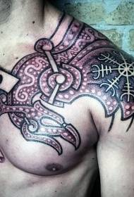 stili i gjoksit dhe i shpatullës stili i lashtë i tatuazhit të armaturës