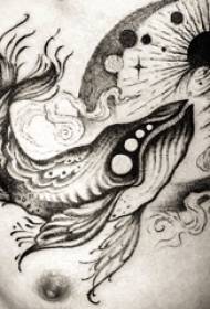 tattoo dibdib lalaki lalaki planeta dibdib at balyena larawan ng tattoo