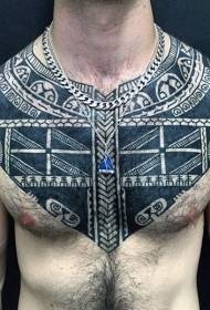 balikat at dibdib na itim at puting misteryosong tribal totem tattoo pattern