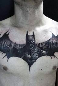 pecho hermoso Batman negro con patrón de tatuaje de insignia