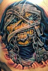 груди колір ланцюга і жах зомбі татуювання візерунок