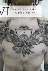 Chest Engraving Style Doki Doki Doki tare da Tsarin Tatsa Ido na Flower