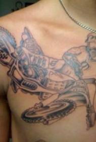 摩托車紋身男孩胸部數字和摩托車紋身圖片