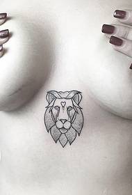 girl chest sexy line prick lion tattoo pattern